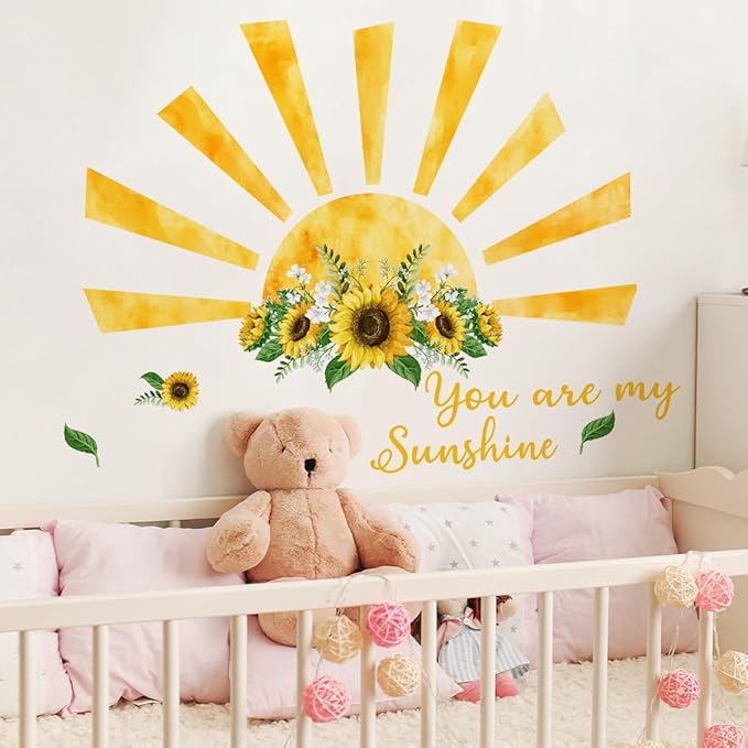 Sunflower Wall Decals - Stylish Sun and Flower Stickers for Home Decor (Set of 2)