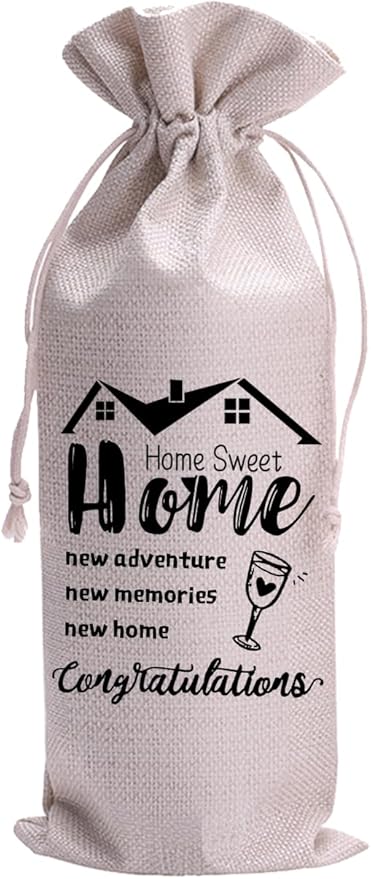 New Home Gifts New Home Sweet Drawstring Wine Bag Reusable Wine Wrapping Bags New House Congratulations Housewarming Party Supplies