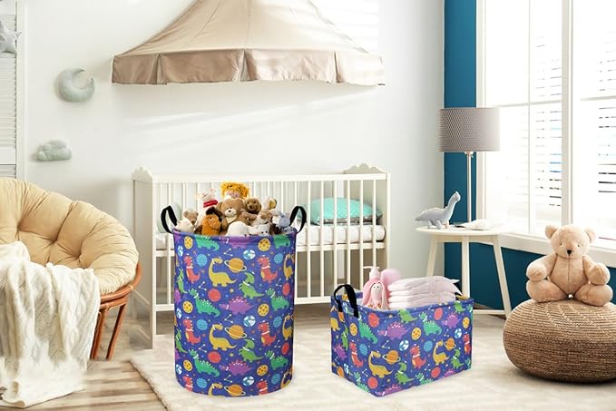 Dinosaur Hamper,Dinosaur Laundry Basket,Kids Hamper Collapsible Space Storage Baskets for Kids Room Decor,Office,Toy Organizer,Home Decor(Space Dinosaur)