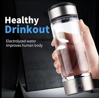 15 oz. Hydrogen Water Bottle Portable Hydrogen Water Ionizer Machine USB Rechargeable Hydrogen Water Generator Hydrogen Rich Water Glass Health Cup for Home Travel