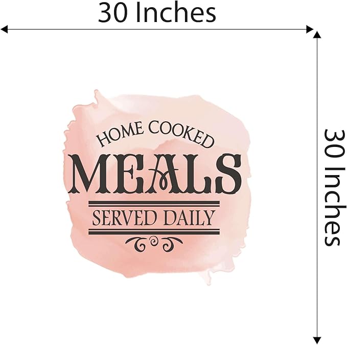 Watercolor Kitchen Vinyl Wall Mural Art Decor Home Wall Decoration Homey Home Kitchen Home cooked meals Served daily - Size: 30 in x 30 in