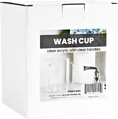 Bluesky Trading Acrylic Wash Cup with Sleek Handle-Ideal for Home & Ritual Use, Regular, Clear