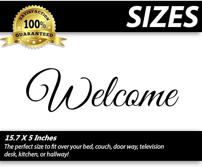 Welcome Sticker for Home Front Door Vinyl Decal Sticker 15.7" x 5.1" Black