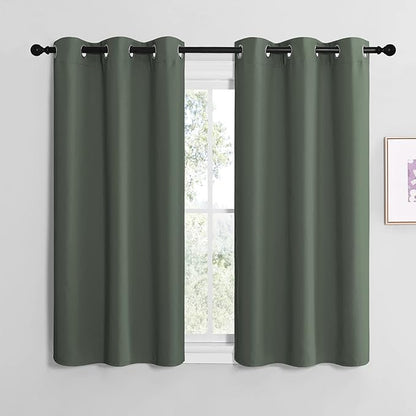 NICETOWN Blackout Curtain Panels, Home Decoration Thermal Insulated Solid Grommet Blackout Drape for Dining Room (Dark Mallard, 1 Pair, 42 by 50-Inch)