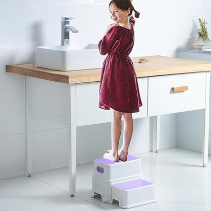 Victostar 2 Step Stool for Kids, Anti-Slip Sturdy Toddler Two Step Stool for Toilet Potty Training, Bathroom,Kitchen