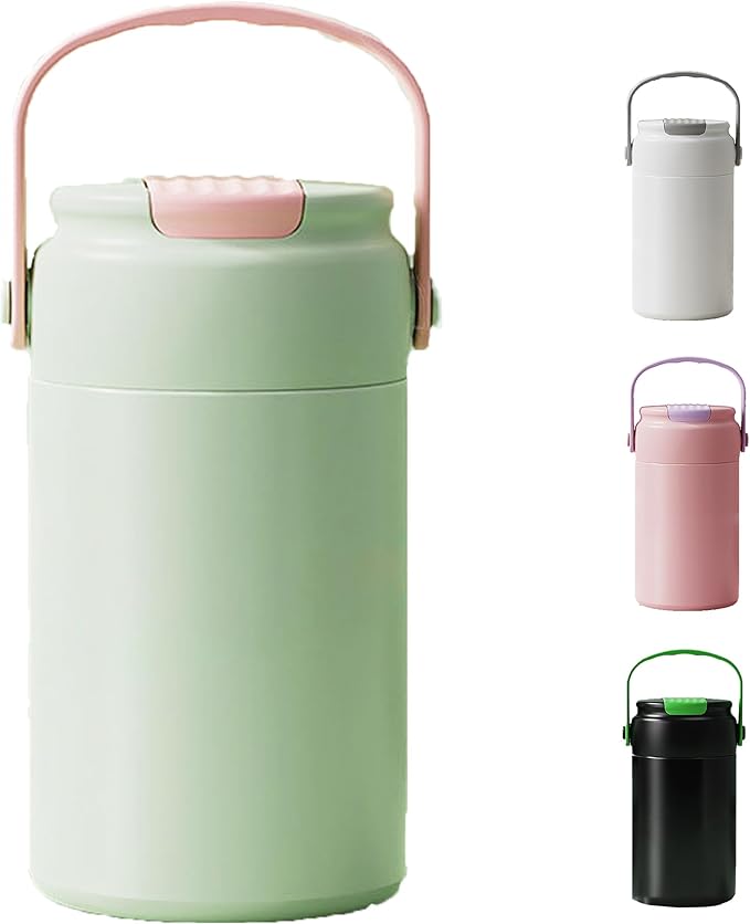 18 oz Insulated Water Bottle Sport, Stainless Steel Water Flask, Big Sports Metal Water Bottle with Straw, Travel Insulated Thermos Thermal Mug Cup, Light Green and Pink