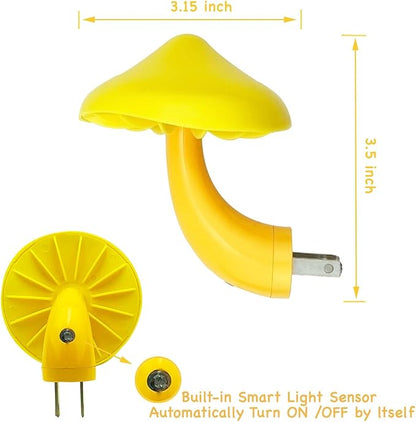 ZEZHOU Sensor LED Mushroom Night Light - Plug-in Wall Dream Bed Room Nightlight for Adults Kids Cute Mushroom Lamp Cottagecore Decor for Bedroom, Bathroom, Stairs, Hallway Corridor, Warm Yellow