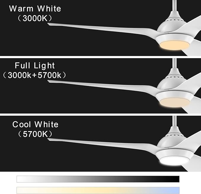 reiga 52 Inch White DC Motor Smart Ceiling Fan with Dimmable Led Lights Suit for Indoor/Outdoor, 6 Speed, Timer, Remote App Alexa Google Home Control