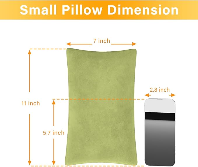 2 Pack Small Pillow, Memory Foam Mini Pillow 11 X 7 Inches for Travel, Sleeping, Nap and Neck, Knee, Lumbar Support, Tiny Pillow Cushion for Pet, Dogs (Sage Green)