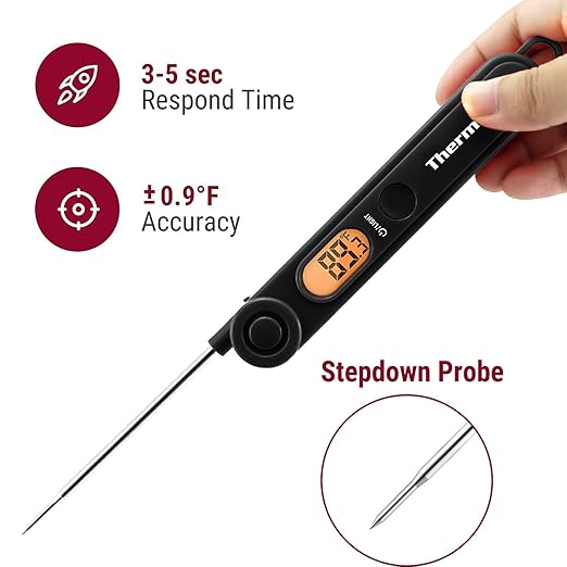 ThermoPro Digital Meat Thermometer for Cooking Instant Read Food Thermometer with Probe and Backlight for Oil Deep Fry Smoker BBQ Grill Kitchen Candy