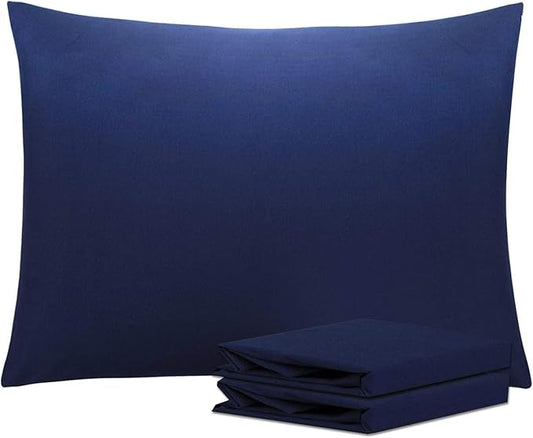 Euro Shams Pillow Covers 20x26 2 Pack No Insert 600 Thread Count 100% Egyptian Cotton Square Throw Pillowcovers Smooth Feel Pillow Sham for Bedroom, Hotel, Home Decor Cushion Cover Navy Blue