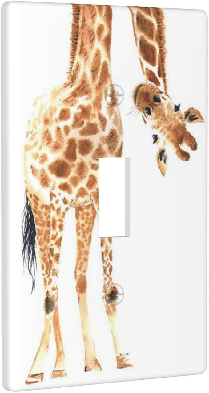 Wild Animal Watercolor Giraffe Light Switch Cover Decorative Single Toggle Plastic Wall Plate Outlet Cover for Women Girls Bedroom Kitchen Living Room Decor 4.5 * 2.76