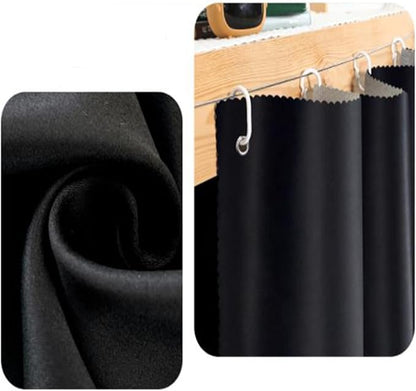 Dorm Home Solid Thicken Bunk Blackout Bed Curtains Cloth Bed Canopy Students Single Sleeper (Black, 2 Panels)