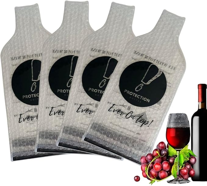 [TRIPLE PROTECTION] 4 Set (8 pcs) Reusable Wine Bottle Travel Protector Bags - Unbreakable Wine Bags for Travel, Wine Protector bags for Travel Double Layer Wine Bubble Bag for Travel