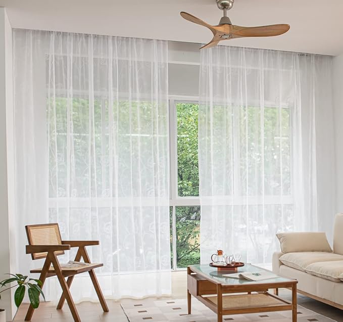 Windows Embroider-Spray Sheer White Curtains 84 Inches Length 2 Panels Voile Light Filtering Sheer Curtains Panel Basic Rod Pocket Sheer for Bedroom Living Room Children Room Kitchen Yard