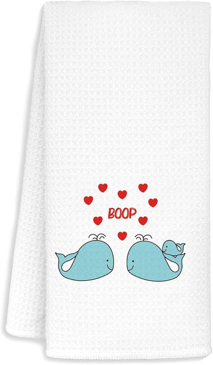 Whale Dish Towels,Whale Kitchen Towels,Valentine's Day Towel,Whale Boop Kitchen Towels,Whale Gifts for Couples,Whale Hand Towels 16×24 Inch,Valentine's Day Gifts