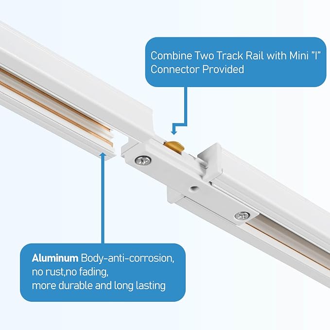 6-Light LED Track Lighting Kit with 6.6FT H Track Lighting Rails & Floating Canopy Connector, GU10 Track Light Kit, Modern Kitchen Track Lighting Fixtures Ceiling Spot Light, White (No Bulbs)