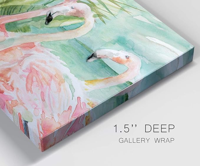 Renditions Gallery Canvas Animal Wall Art Modern Decorations Paintings Pink flamboyant Flamingoes Glam Abstract Romantic Artwork Home Prints for Bedroom Office Kitchen - 12"x18" LT33