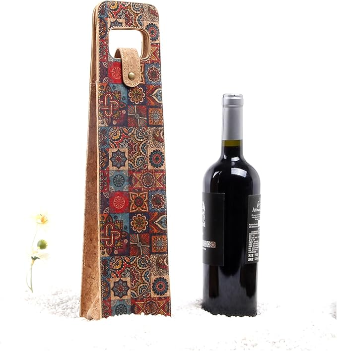 1 Bottle Wine Gift Bag, Reusable Cork Wine Tote Carrier, Champagne Beer Gift Bags for Picnic Beach Party Travel -Good Gifts for Wine Lover