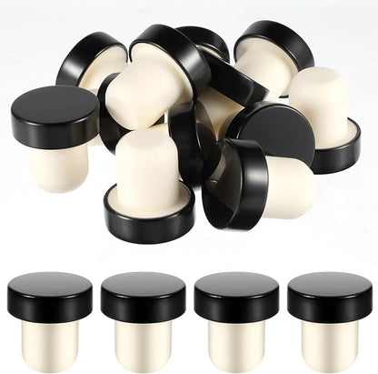 12 Pack Wine Corks Silicone T-Shaped Wine Bottle Stopper, Reusable Sealing Plug Wine Toppers for Wine Bottles Beer Craft Homemade Wine(Black, 12 Pieces)