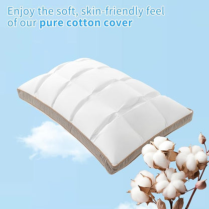 YOUR MOON Soft Pillow King for Sleeping, Super Soft Support Down Alternative Pillow, 100% Cotton Shell Luxury Comfy Fluffy Bed Pillows for Sleep(White)