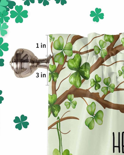 Vandarllin Lucky Cat St. Patrick's Day Kitchen Curtains Valances for Windows Green Spring Shamrocks Tree Rod Pocket Window Treatment for Kitchen/Living Room/Bedroom/Bathroom, 42" X 18",