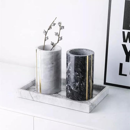 Marble Wine Chiller: Multi-Purpose Bucket Vase, Utensil Holder, and Beverage Cooler - Elegant Design - Ideal for Home Bar, Bar Cart Decor, and Kitchen - 750ml Bottle Cooler Ice Bucket