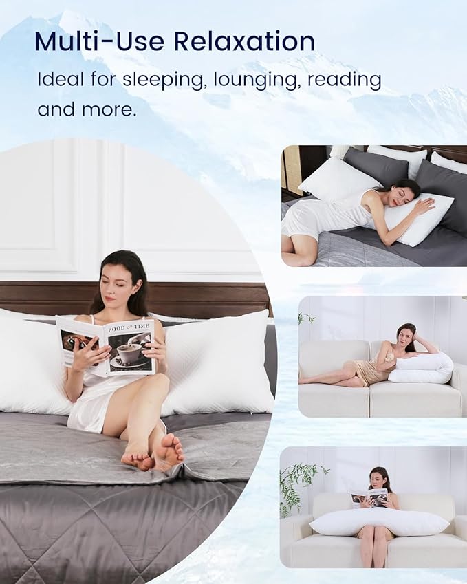 ZonLi Body Pillow Cooling, 20" x 54" Body Pillow with Adjustable Memory Foam Filling, Long Pillow for Bed with Removable Cover, Large Full Body Pillow for Hot Sleepers & Pregnancy (Cloud White)