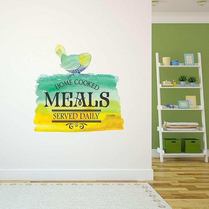 Colorful Kitchen Uplifting Quote Vinyl Wall Decal Home Wall Decoration Homey Home Kitchen Home Cooked Meals Served Daily - Size: 40 in x 40 in