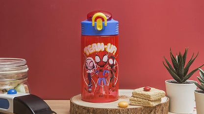 Zak Designs Marvel Spider-Man Kids Water Bottle with Spout Cover and Carrying Loop, Durable Plastic, Leak-Proof Design for Travel (16 oz, 2-Pack, Spidey and His Amazing Friends)