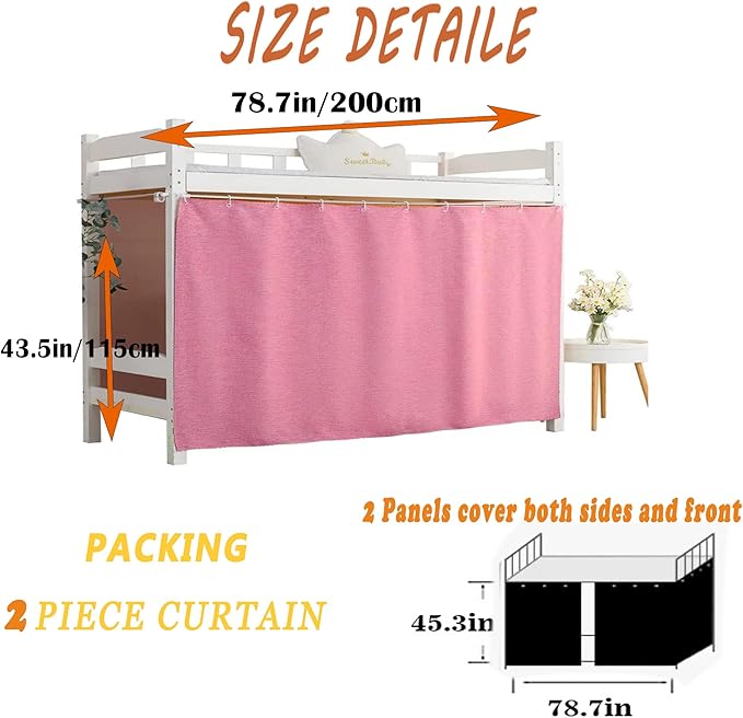 Dorm Home Solid Thicken Bunk Blackout Bed Curtains Cloth Bed Canopy Students Single Sleeper，1panel