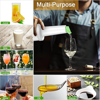 12 Pcs Juice Pour Bottles and 40 Pcs Pourers, Liquor and Juice Pouring Bottles and Containers Bar Supplies Plastic Juice Pour Bottles Stainless Steel Liquor Bottles Pourers for Home Kitchen Party Bar