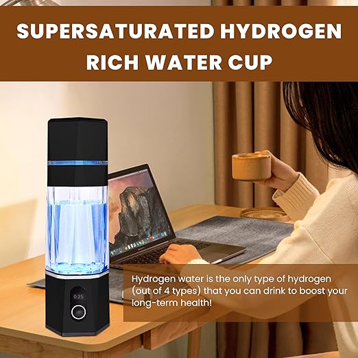 SPE/PEM Hydrogen Rich Water Bottle, Hydrogen Rich Water Flask,Hydrogen Rich Concentration Technology, OLED Display,for Home,Office,traval (Black), zbfc1BLACK