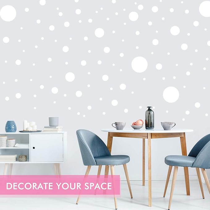 Zonon 264 Pieces Polka Dots Sticker Circle Wall Decal for Bedroom, Playroom Decor Removable Vinyl Stickers Dots Wall Decals(White)