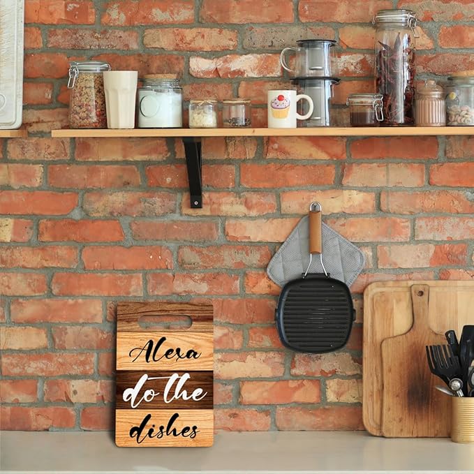 Alexa Do the Dishes Cutting Board Gifts, Wood Cutting Boards for Kitchen, House Warming Gifts New Home, Kitchen Wall Art, Christmas Birthday Gifts for Women Mom Grandma 8 x 12 Inch