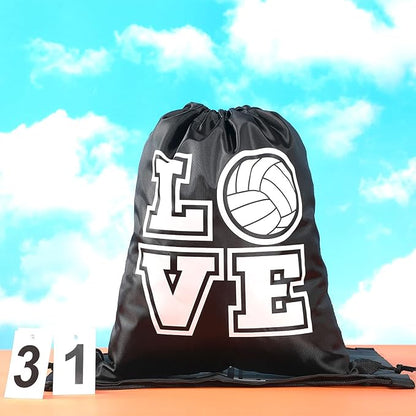 12 Pcs 17 Inch Ball Drawstring Bag Gift Bags Party Favors Cinch Bags Drawstring Backpack Sack Bag (Volleyball Style)