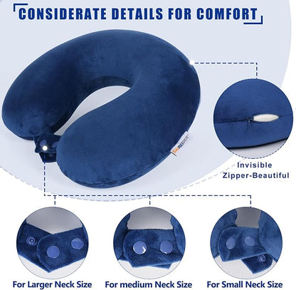 SAIREIDER Neck Pillows for Travel-Head Neck Support Travel Pillow for Traveling, Car, Home, Office Adjustable(Navy Blue)