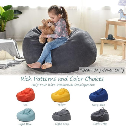 YuppieLife Stuffed Animals Bean Bag Chair Cover Candy-Colored Bean Bag（Just Cover, No Filling）/Large Stuff 'n Sit Organization/Toy Storage Bag/Kids Toys Organizer（27'',Dark Grey）