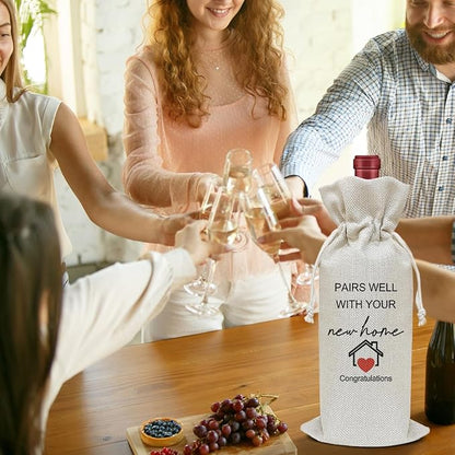 New Home Wine Bag, Housewarming Gift for Friends Family Member Sister Bestie Coworker, Wine Bag Party Favor Wine Champagne Gift Bag With Drawstring -29