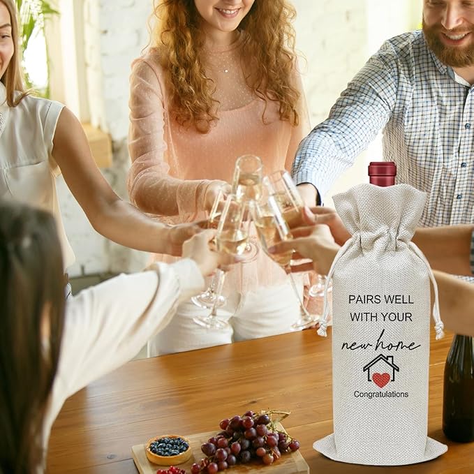 New Home Wine Bag, Housewarming Gift for Friends Family Member Sister Bestie Coworker, Wine Bag Party Favor Wine Champagne Gift Bag With Drawstring -29