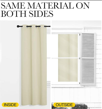 NICETOWN Beige Room Darkening Curtains 120" Long for Boho Farmhouse Home Decoration, 55" Wide, Set of 2, Window Treatment Total Privacy Drape Panels for Bedroom Living Room Guest Room