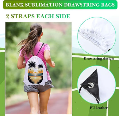 12 Sets 20 oz Sublimation Aluminum Water Bottles and Sublimation Drawstring Bags White Blank Heat Press Sport Bottle with Drawstring Backpack for DIY Craft Travel Camping Hiking Gym Fishing