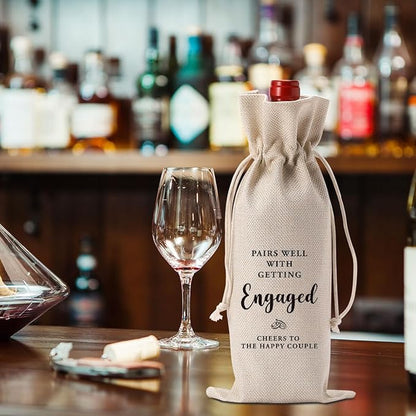 YUANHAO Engagement Wine Bag, Wedding Wine Bag, Engagement Gifts for Couples Women Men, Pairs Well With Planning a Engagement Wine Bag