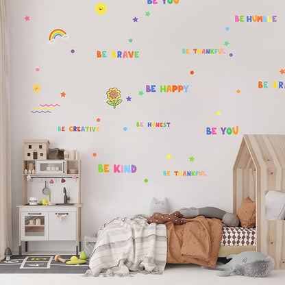 176pcs Colorful Inspirational Wall Decals, Motivational Sticker, Removable Wall Art Stickers for Kid Bedroom, School, Classroom, Playroom, Kindergarten