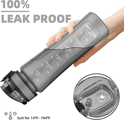 15oz Kids Sports Water Bottles for School with Spout Lid (Grey)