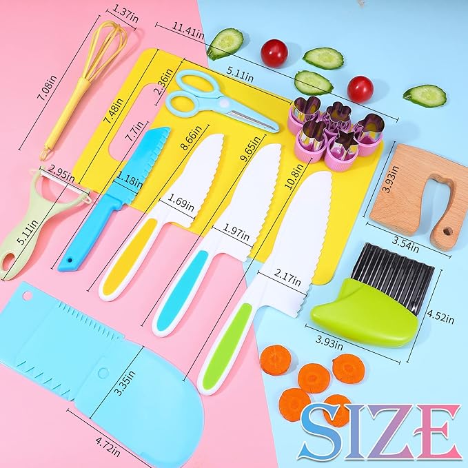 20 Pieces Wooden Kids Knife Set， Kids Safe Knifes For Cooking，Kids Kitchen Knives For Parent-Child Games&Exercise Hands-On Ability&Gifts