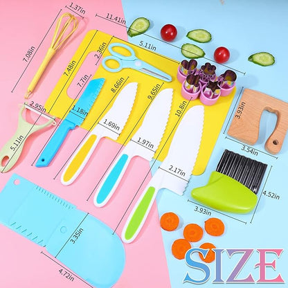 20 Pieces Wooden Kids Knife Set， Kids Safe Knifes For Cooking，Kids Kitchen Knives For Parent-Child Games&Exercise Hands-On Ability&Gifts