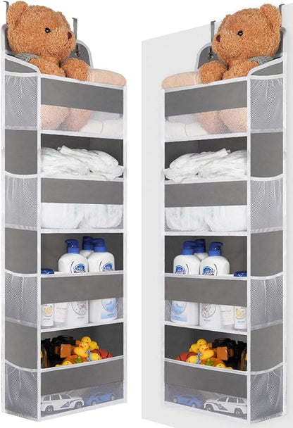 1 Pack Over Door Organizer, Heavy Duty Door Hanging Organizer Storage with 4 Pockets, Stuffed Animal Storage for Nursery Newborn Baby Essentials, RV Closet Storage and Organization