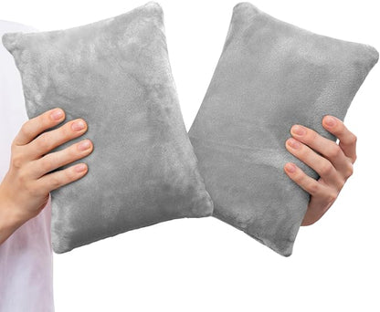 2 Pack Small Pillow, Memory Foam Mini Pillow 11 X 7 Inches for Travel, Sleeping, Nap and Neck, Knee, Lumbar Support, Tiny Pillow Cushion for Pet, Dogs (Grey)