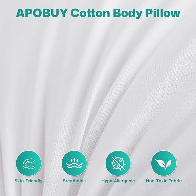 100% Breathable Cotton Cover Body Pillow for Adult Cooling Weighted Body Pillows Insert, Firm Support, and Unique Contour Swan Design for Full Body Relaxation 20 * 54（Green）